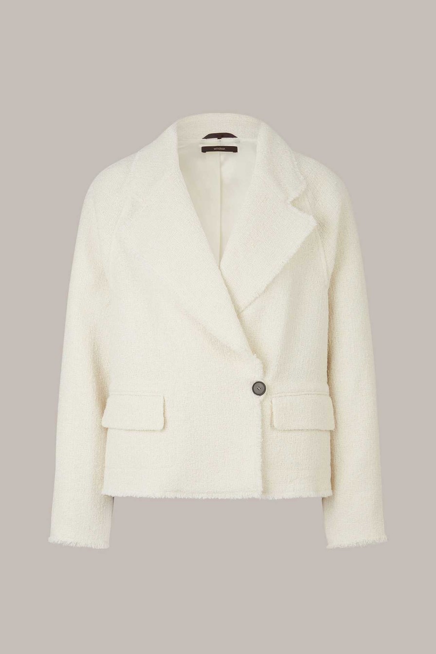 Windsor Tweed-Kurzblazer-Jacke Mit Breitem Revers In Creme Jacken & M Ntel