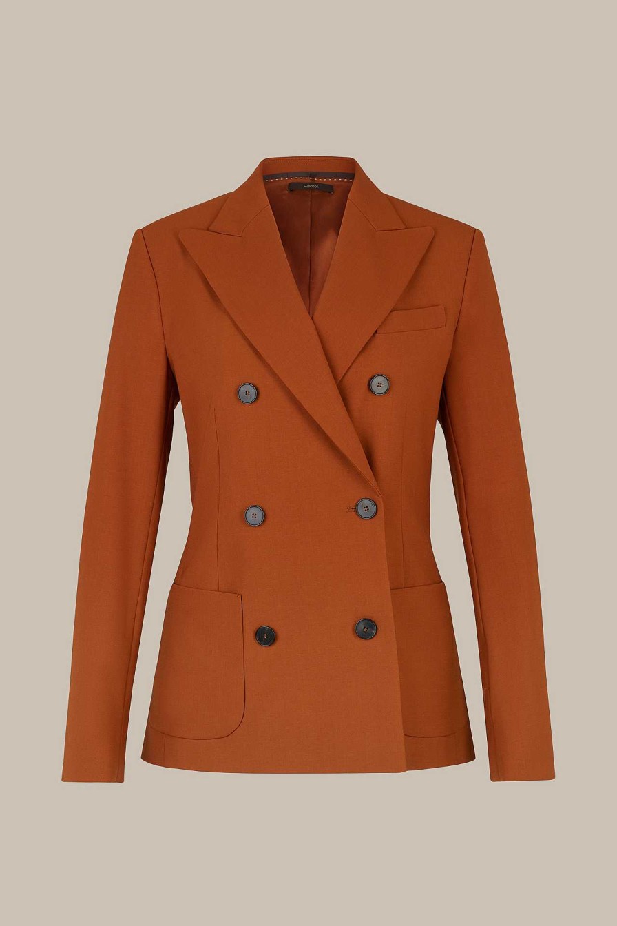 Windsor Wollstretch-Doppelreiher-Blazer In Kupfer Blazer