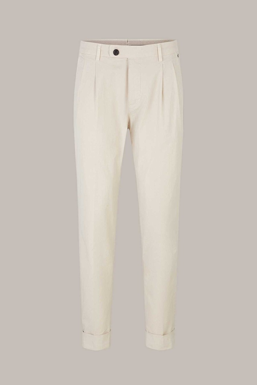 Windsor Leichte Sommer-Baumwoll-Chino Salvino Mit Bundfalte In Beige Hosen & Jeans