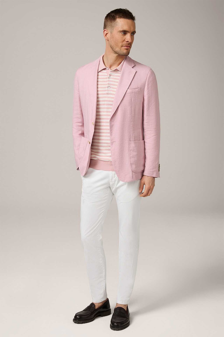 Windsor Baumwoll-Strick-Poloshirt Cashmino In Wollwei -Rosa Gestreift Wollweiss-Rosa Gestreift Strick