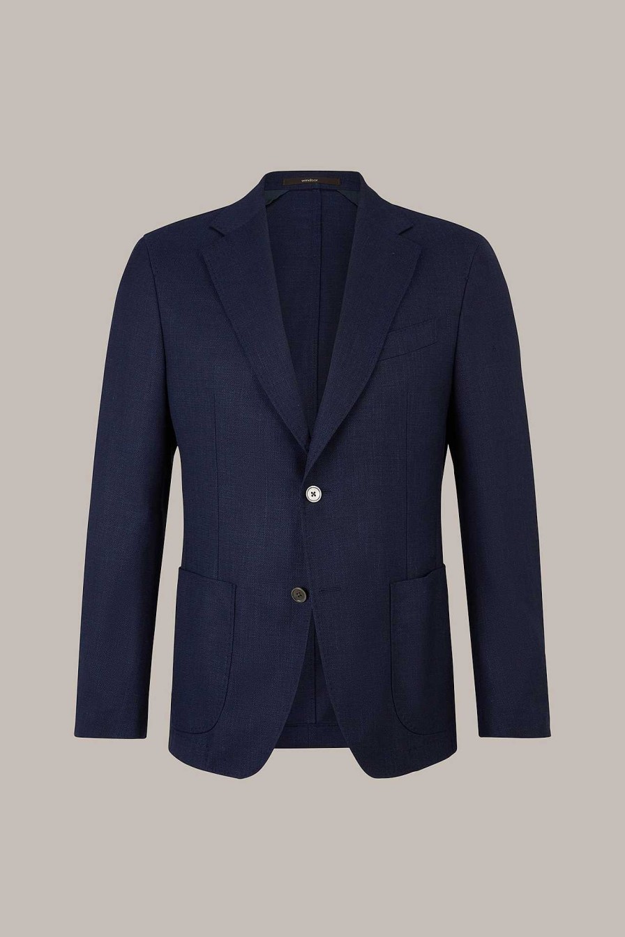 Windsor Wollmix-Sakko Camicia Mit Seide Und Leinen In Navy Sakkos