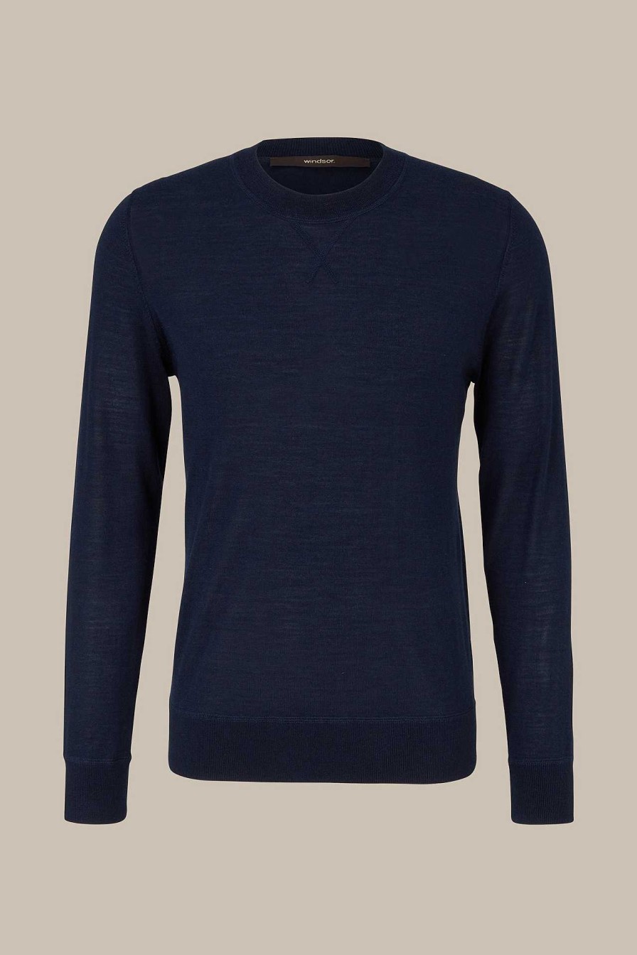 Windsor Strick-Pullover Nando Mit Seide Und Cashmere In Navy Strick