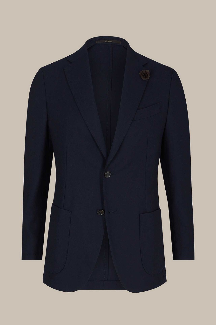 Windsor Travel Jersey-Flanell Baukasten-Sakko In Navy Sakkos