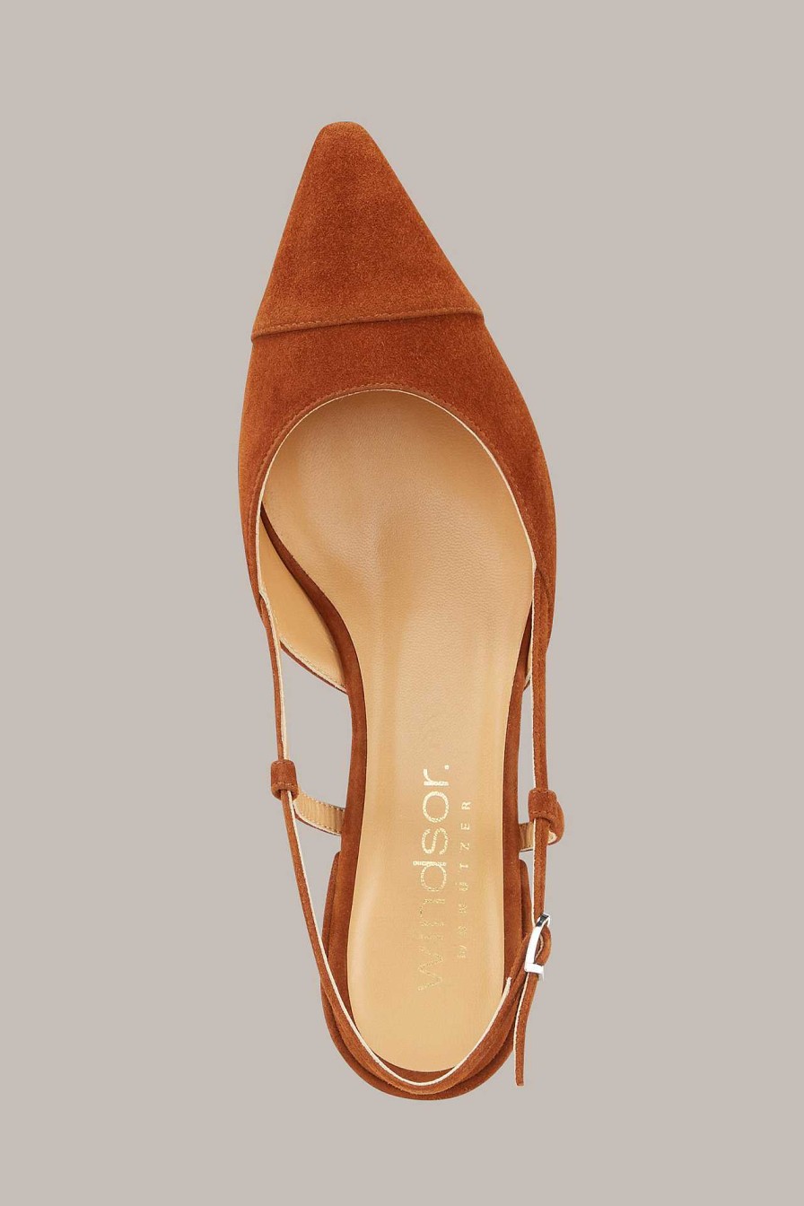 Windsor Slingback Aus Ziegenveloursleder By Un Tzer In Cognac Schuhe