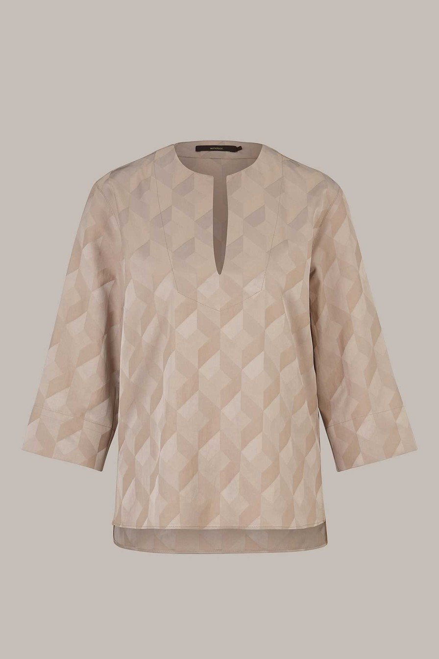 Windsor Jacquard-Bluse In Taupe Blusen & Tops