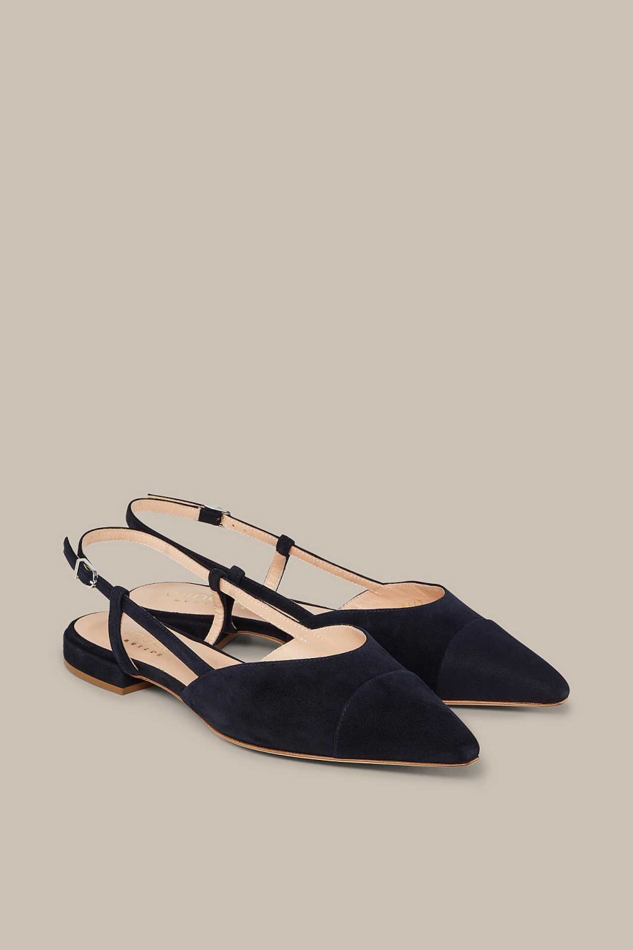 Windsor Slingback Aus Veloursleder By Un Tzer In Navy Schuhe