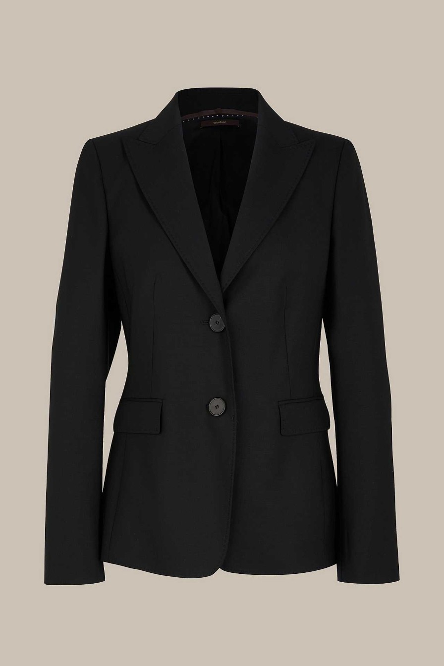 Windsor Schurwoll-Stretch-Blazer In Schwarz Blazer