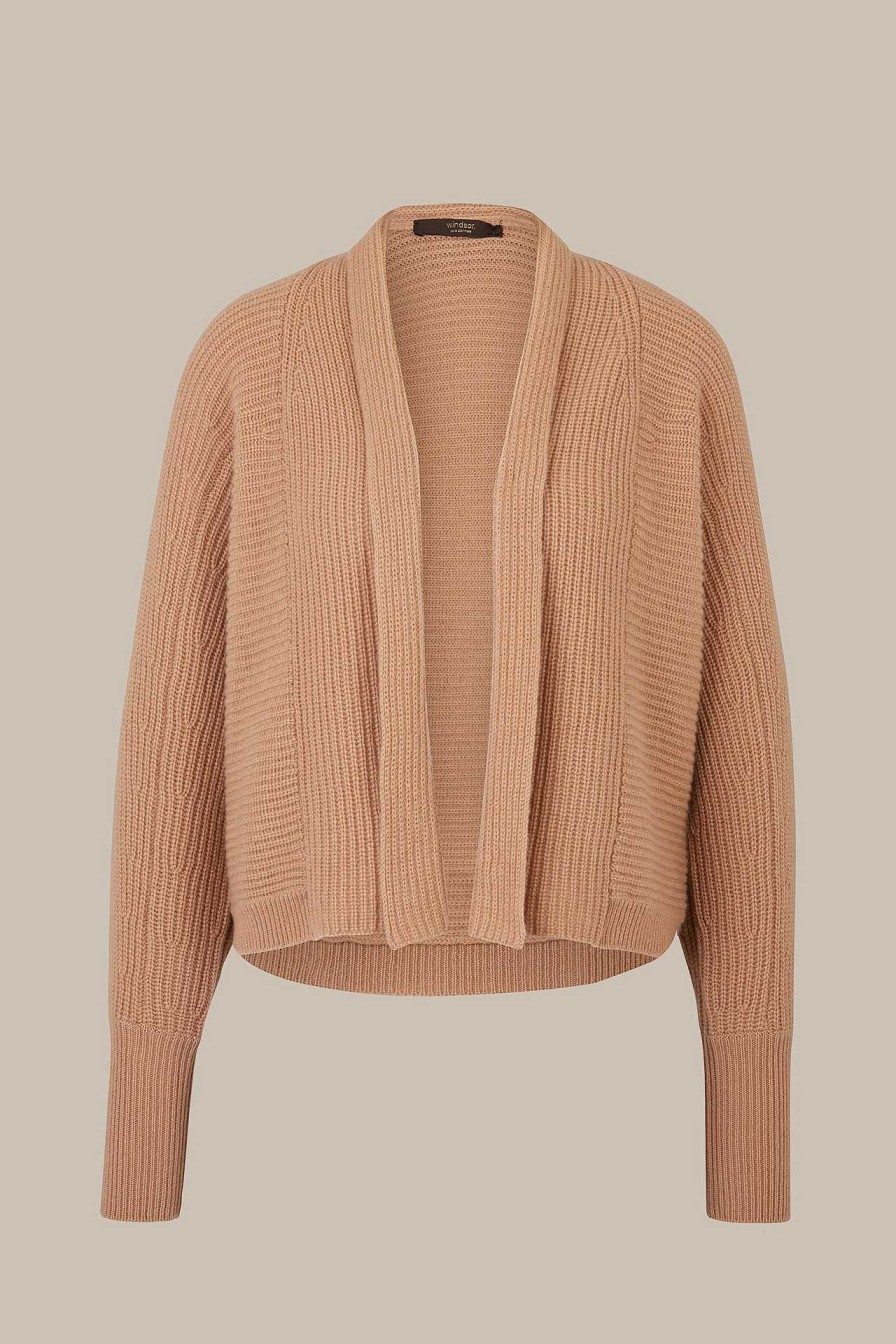 Windsor Cashmere-Cardigan In Camel Strick