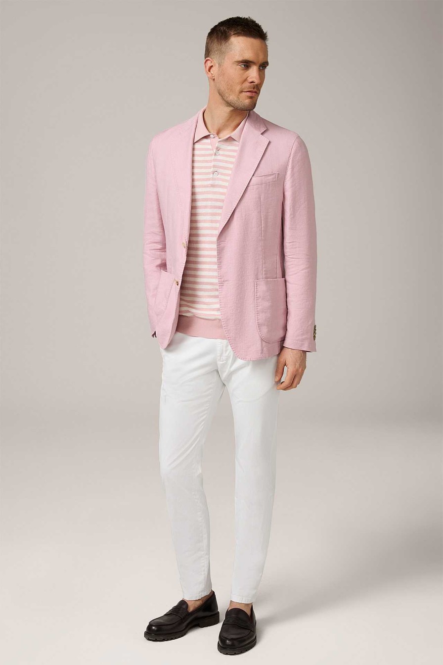 Windsor Baumwoll-Strick-Poloshirt Cashmino In Wollwei -Rosa Gestreift Wollweiss-Rosa Gestreift Strick