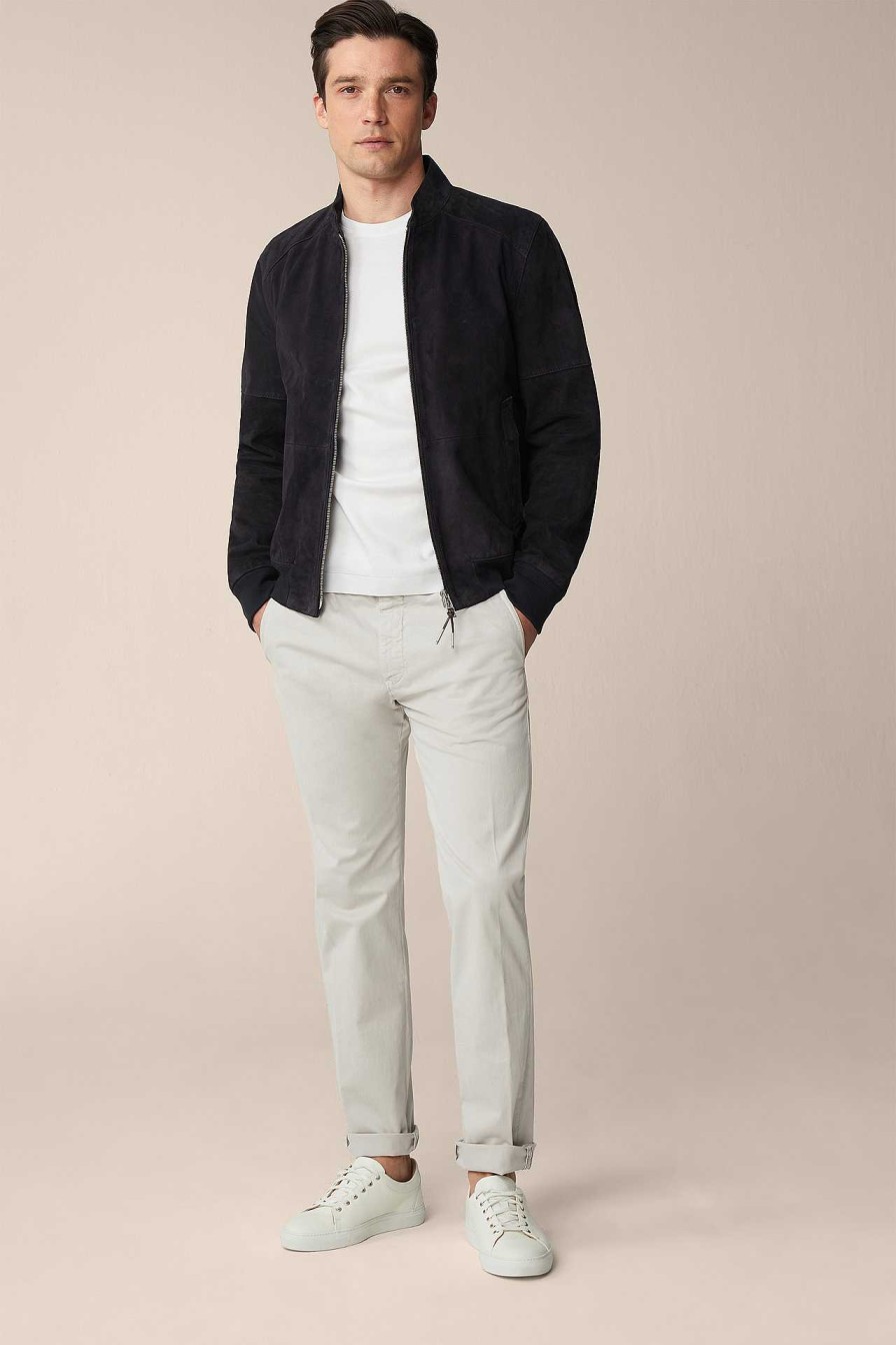 Windsor Ziegenvelours-Leder-Blouson Borello In Navy Lederjacken & Shirtjackets