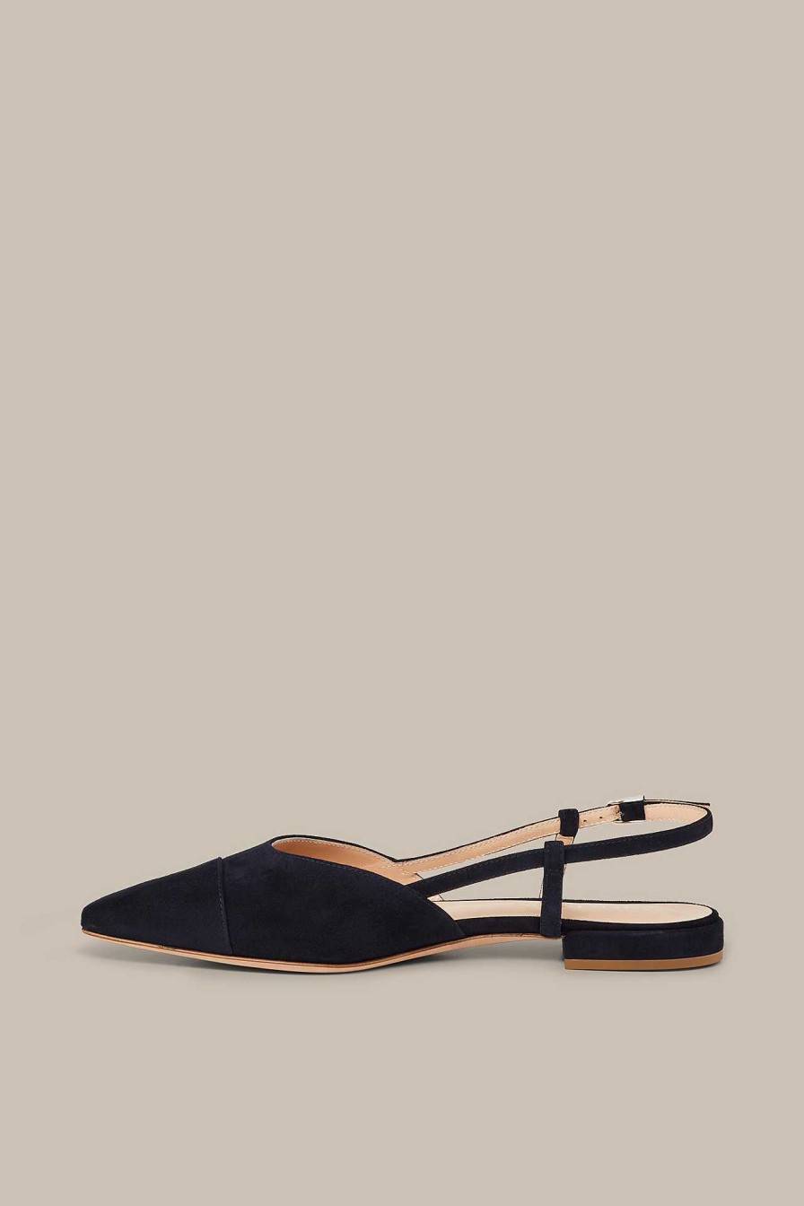 Windsor Slingback Aus Veloursleder By Un Tzer In Navy Schuhe