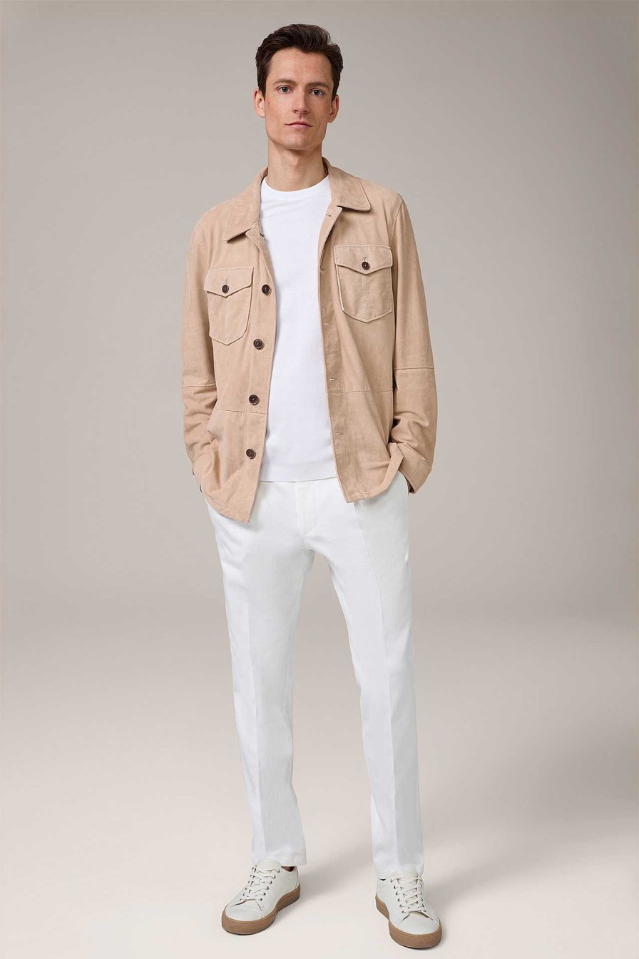 Windsor Ziegenvelours-Leder-Overshirt Mit Hemdkragen In Beige Lederjacken & Shirtjackets