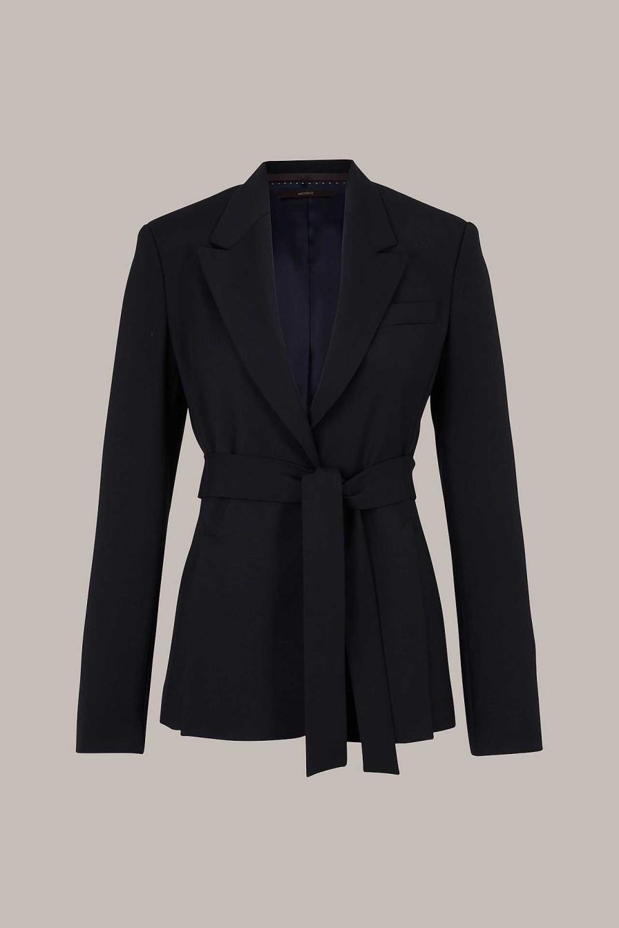 Windsor Schurwoll-Blazer Mit G Rtel In Navy Blazer