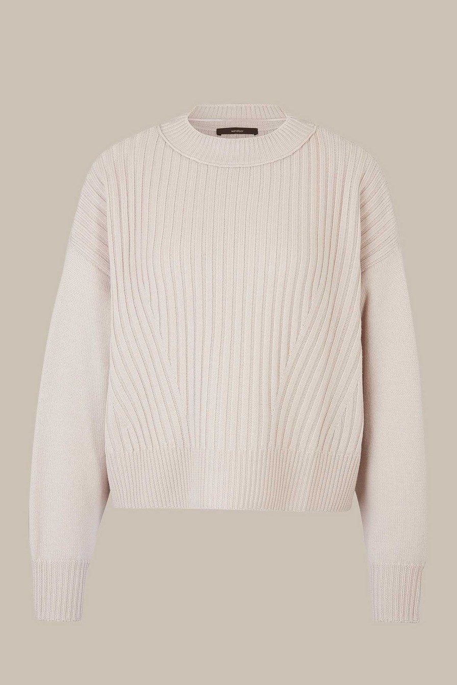 Windsor Merino-Pullover In Hellbeige Strick