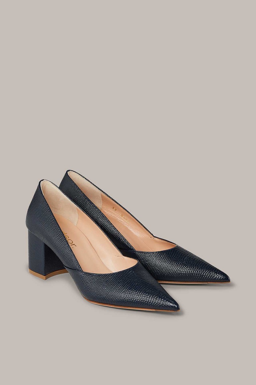 Windsor Pumps Mit Blockabsatz Aus Nappaleder In , By Un Tzer Blau Schuhe