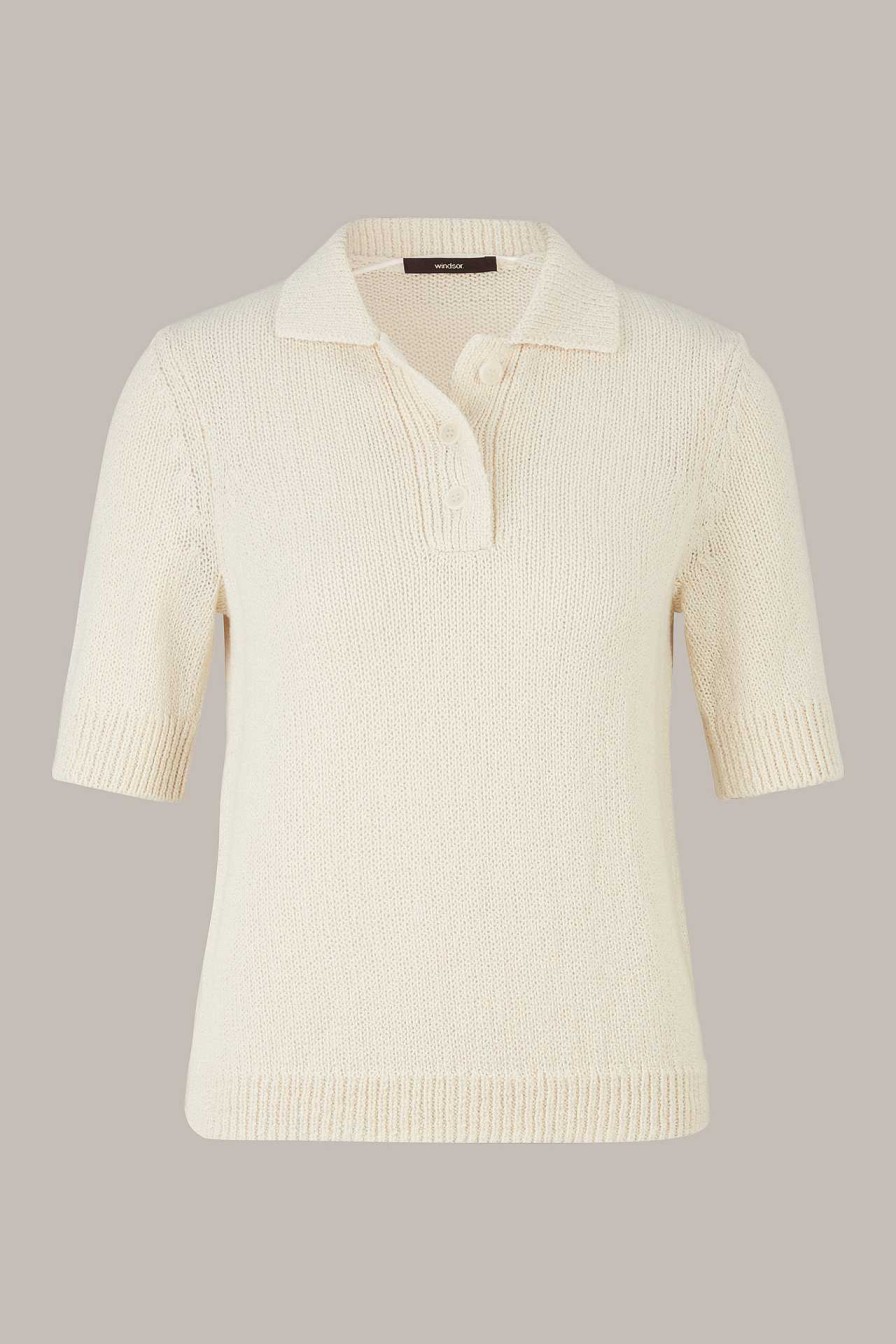 Windsor Baumwollmix-Boucl -Polo-Shirt In Creme Strick