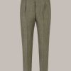 Windsor Leinen-Baukasten-Hose Sapo Mit Bundfalte In Gr N Gemustert Hosen & Jeans