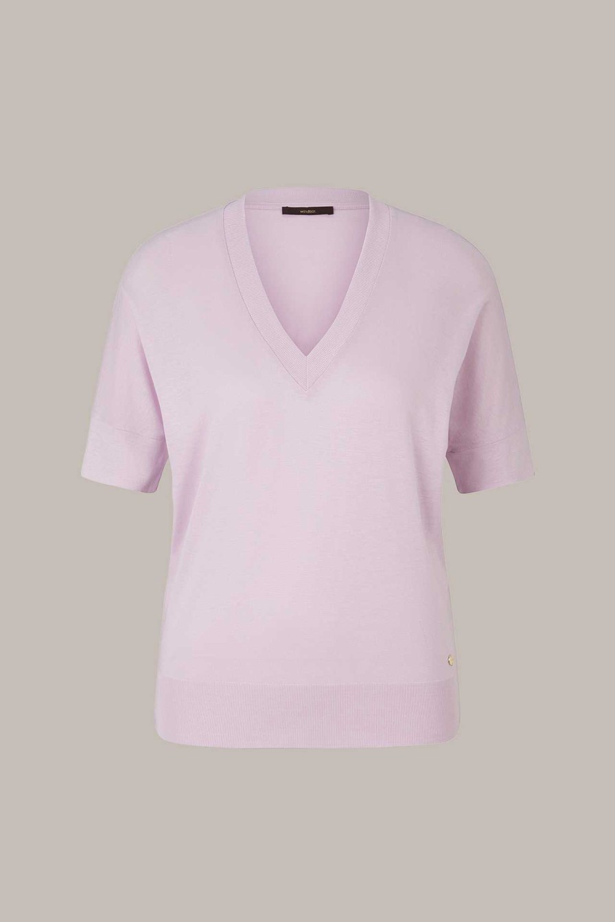 Windsor Tencel-Baumwoll-Shirt Mit V-Ausschnitt In Flieder T-Shirts & Sweatshirts