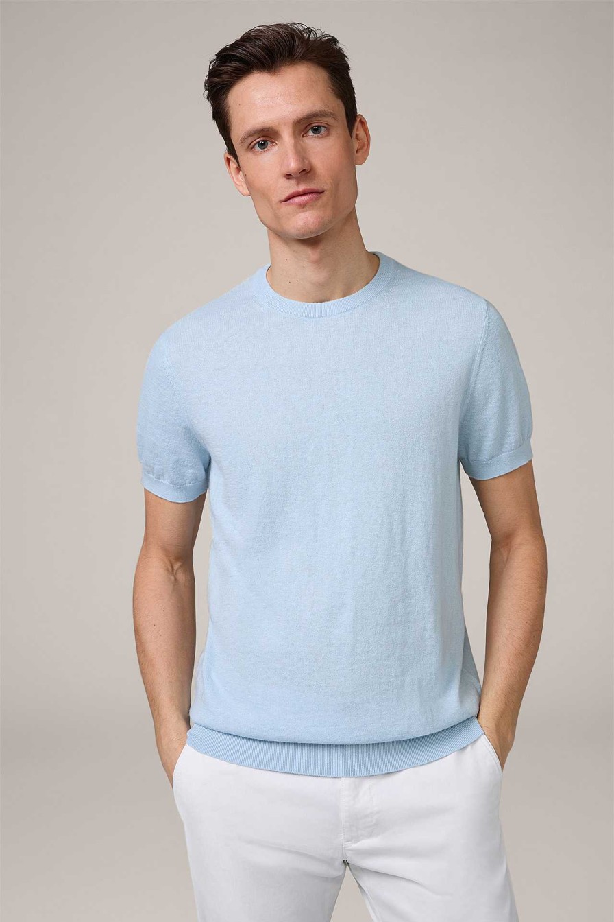 Windsor Baumwoll-Strick-T-Shirt Cashmino Mit Cashmere In Hellblau Strick