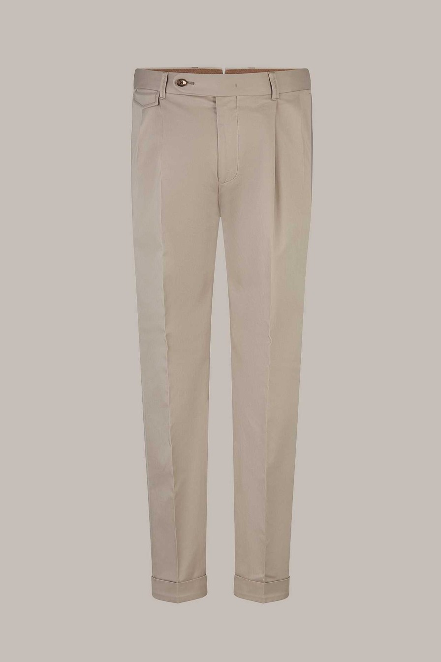 Windsor Baumwoll-Chino Sapo Mit Bundfalte In Beige Grau-Beige Hosen & Jeans