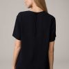 Windsor Cr Pe-Kurzarm-Bluse In Navy Blusen & Tops