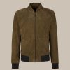 Windsor Ziegenvelours-Leder-Blouson Borello In Oliv Lederjacken & Shirtjackets