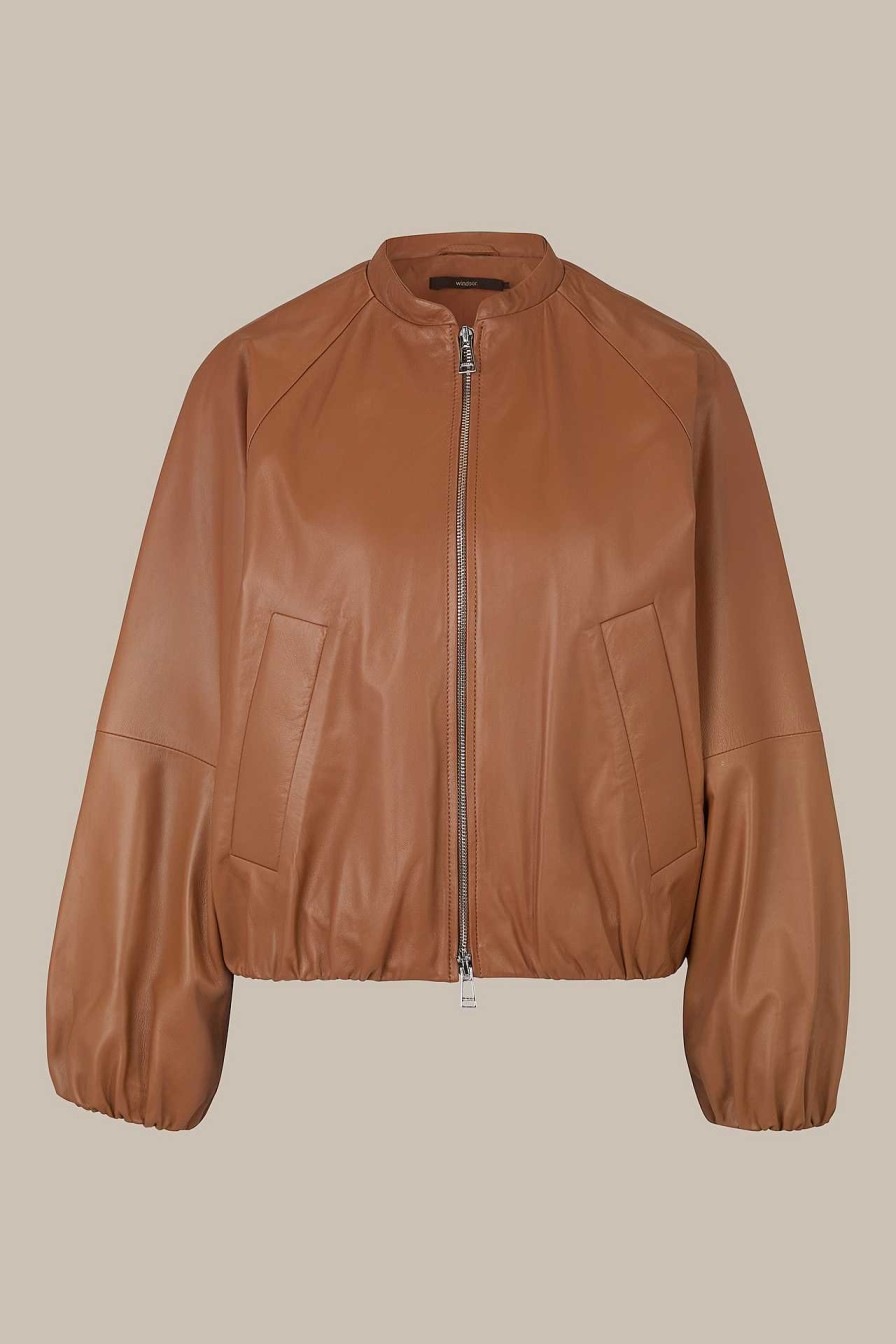 Windsor Lammnappa-Leder-Blouson In Cognac Jacken & M Ntel