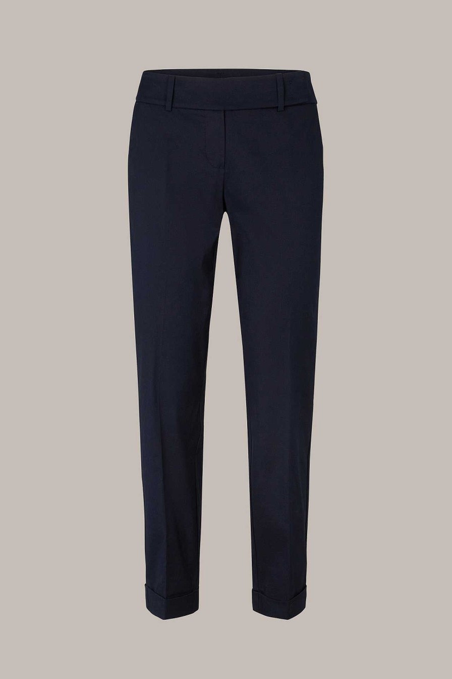 Windsor Baumwollstretch-Anzughose Mit Umschlag In Navy Hosen & Jeans