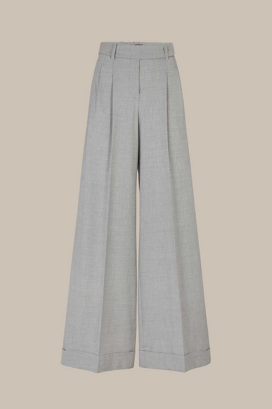 Windsor Wollmix-Palazzo-Hose In Melange Hellgrau Hosen & Jeans