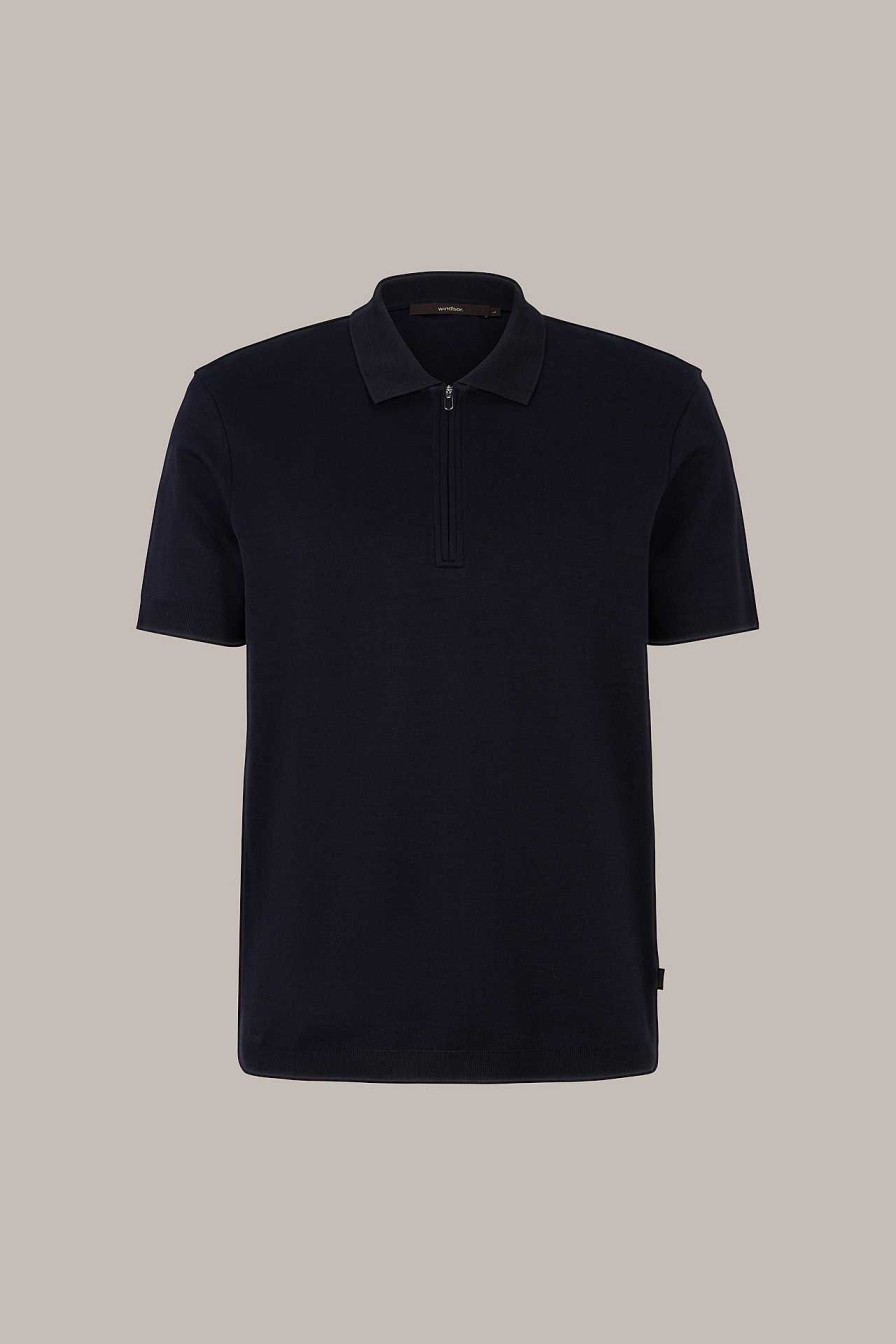 Windsor Baumwoll-Poloshirt Floro Mit Zipper In Navy T-Shirts & Polos