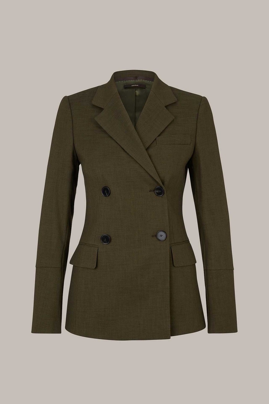 Windsor Baumwollmix-Doppelreiher-Blazer In Oliv Blazer