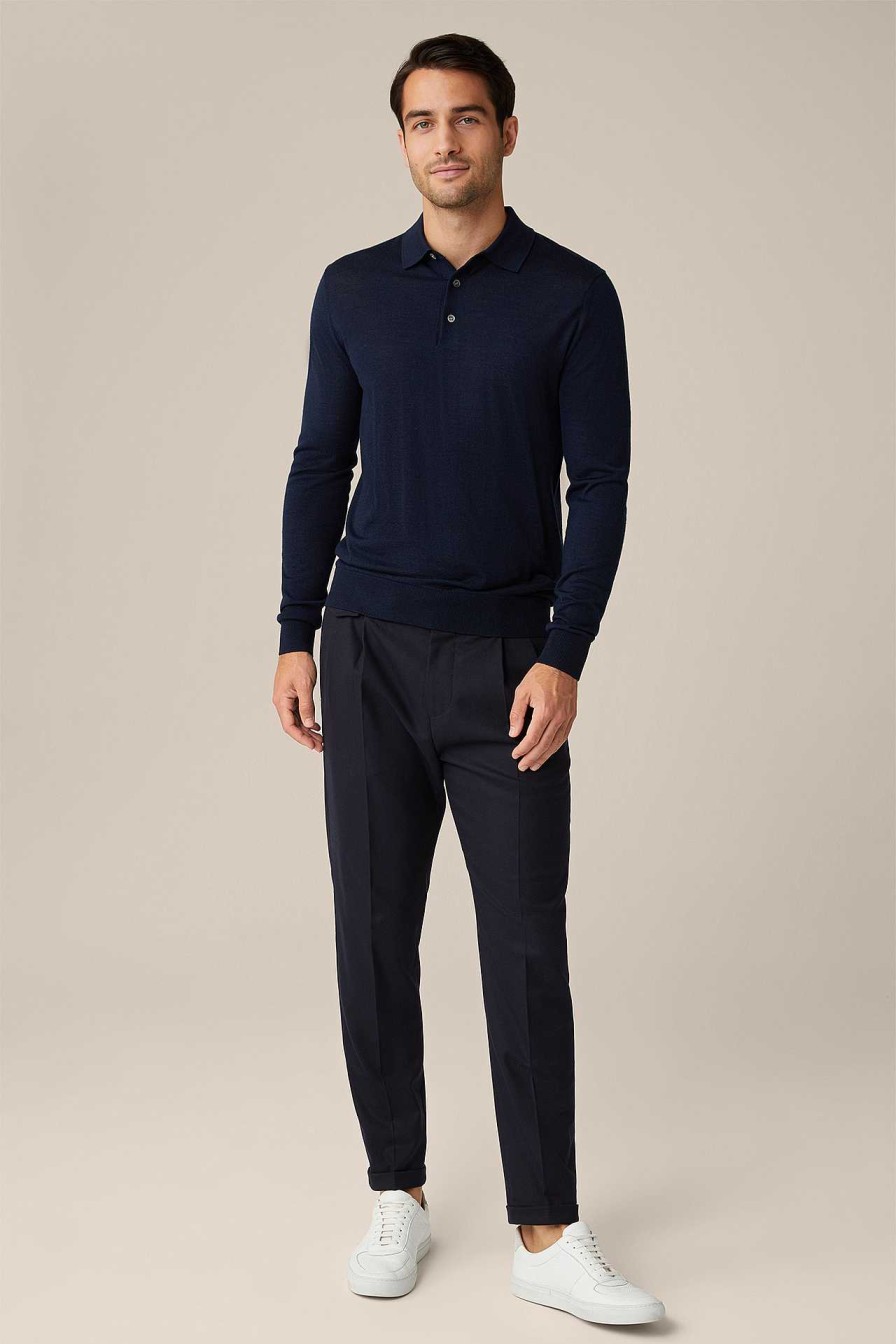 Windsor Strick-Poloshirt Nando Mit Seide Und Cashmere In Navy Strick