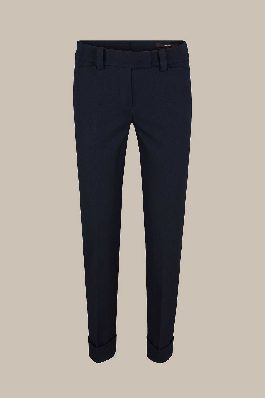 Windsor Baumwoll-Bi-Stretch-Chino Mit Umschlag In Navy Hosen & Jeans