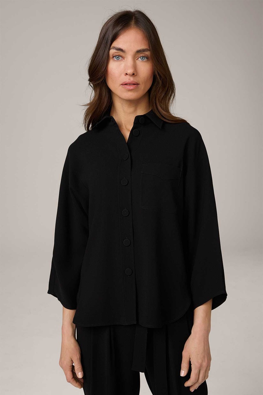 Windsor Cr Pe-Bluse Mit Hemdkragen, Oversized, In Schwarz Blusen & Tops