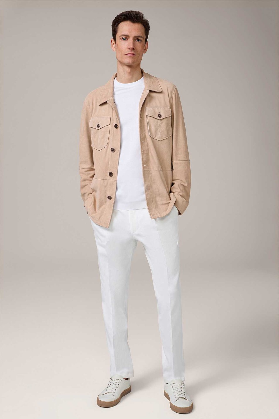 Windsor Ziegenvelours-Leder-Overshirt Mit Hemdkragen In Beige Lederjacken & Shirtjackets