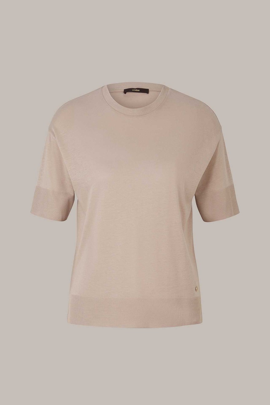 Windsor Tencel-Baumwoll T-Shirt In Taupe T-Shirts & Sweatshirts