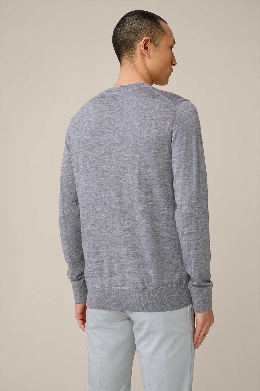 Windsor Strick-Pullover Nando Mit Seide Und Cashmere In Grau Meliert Strick