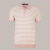 Windsor Baumwoll-Strick-Poloshirt Cashmino In Wollwei -Rosa Gestreift Wollweiss-Rosa Gestreift Strick