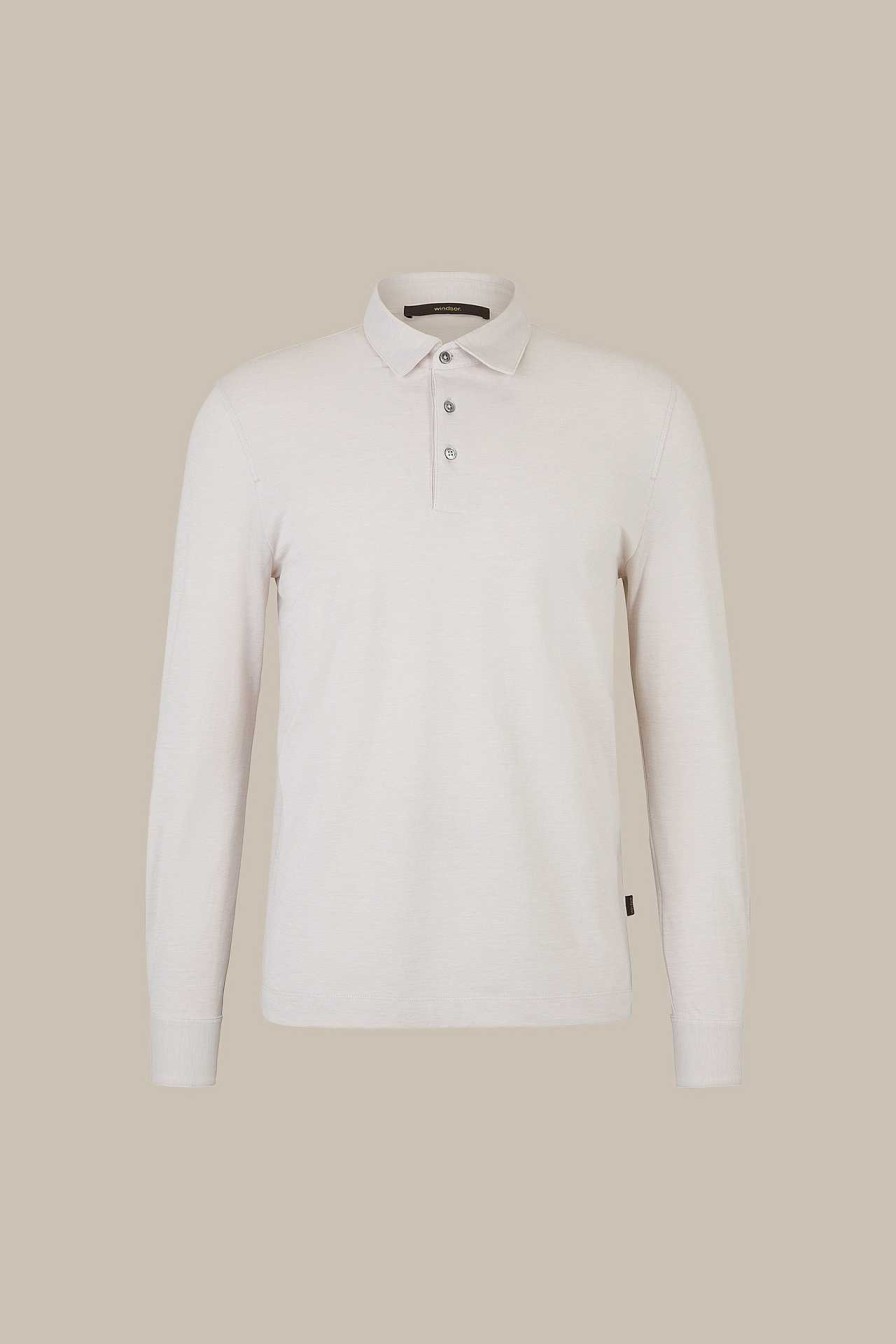 Windsor Baumwoll-Langarm-Polo Patrizio In Meliert Beige T-Shirts & Polos