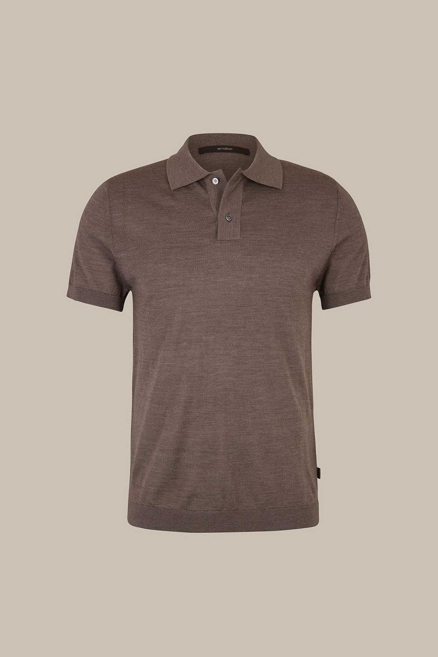 Windsor Strick-Poloshirt Nando In Braun Strick