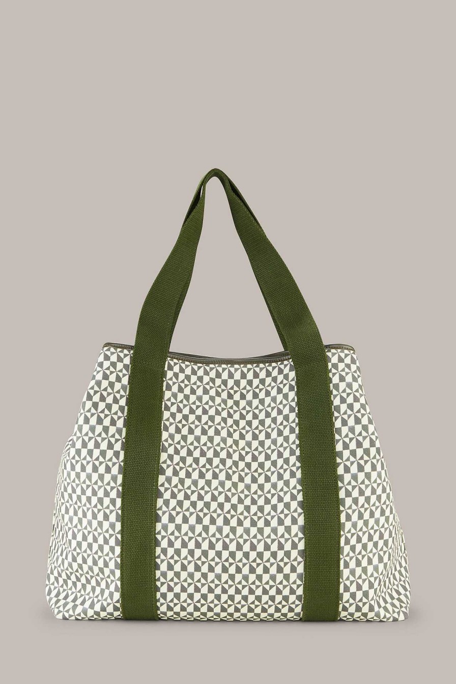 Windsor Canvas-Shopper In Oliv-Ecru Gemustert Oliv/Ecru Taschen