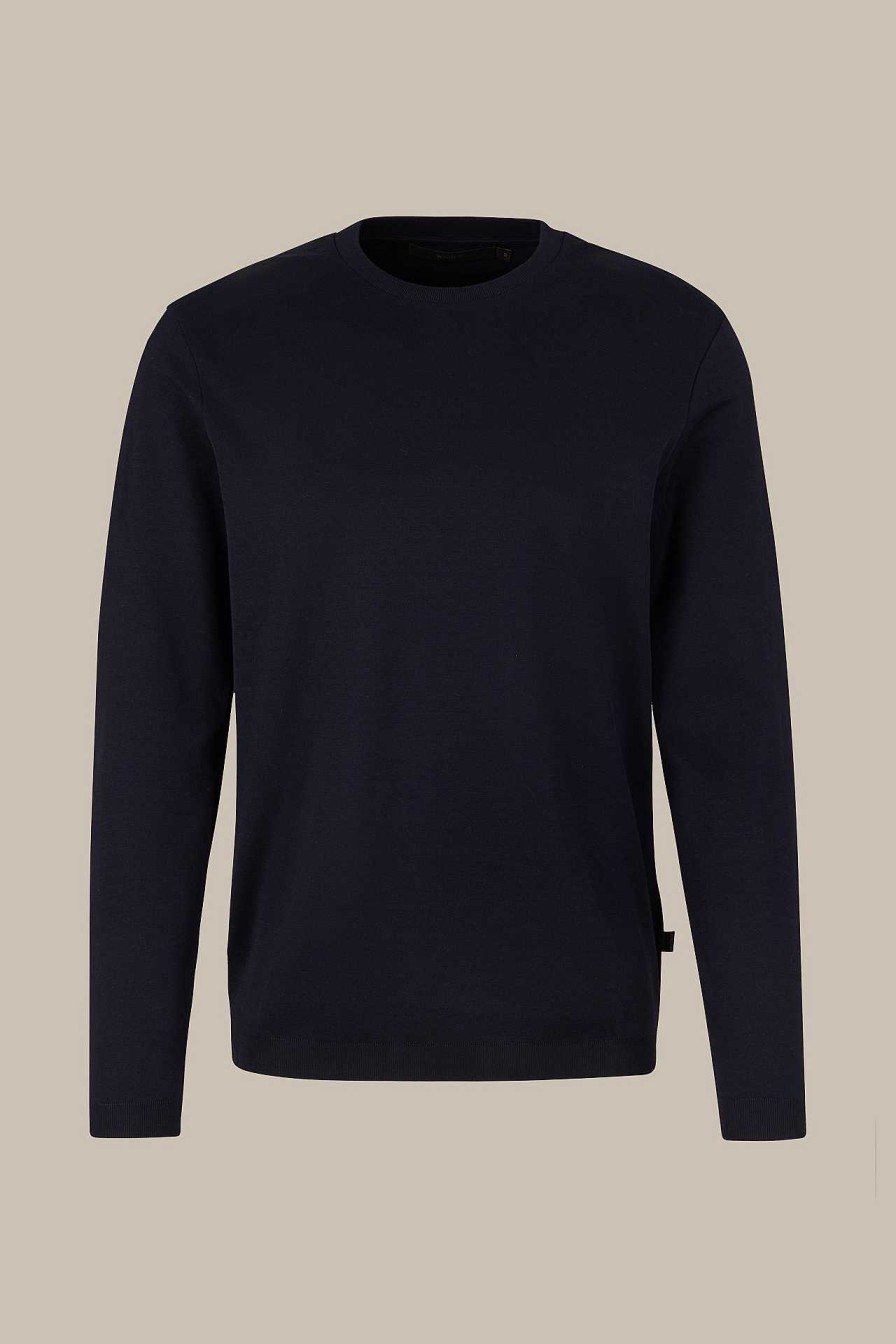 Windsor Baumwoll-Langarm-Shirt Frido In Navy T-Shirts & Polos