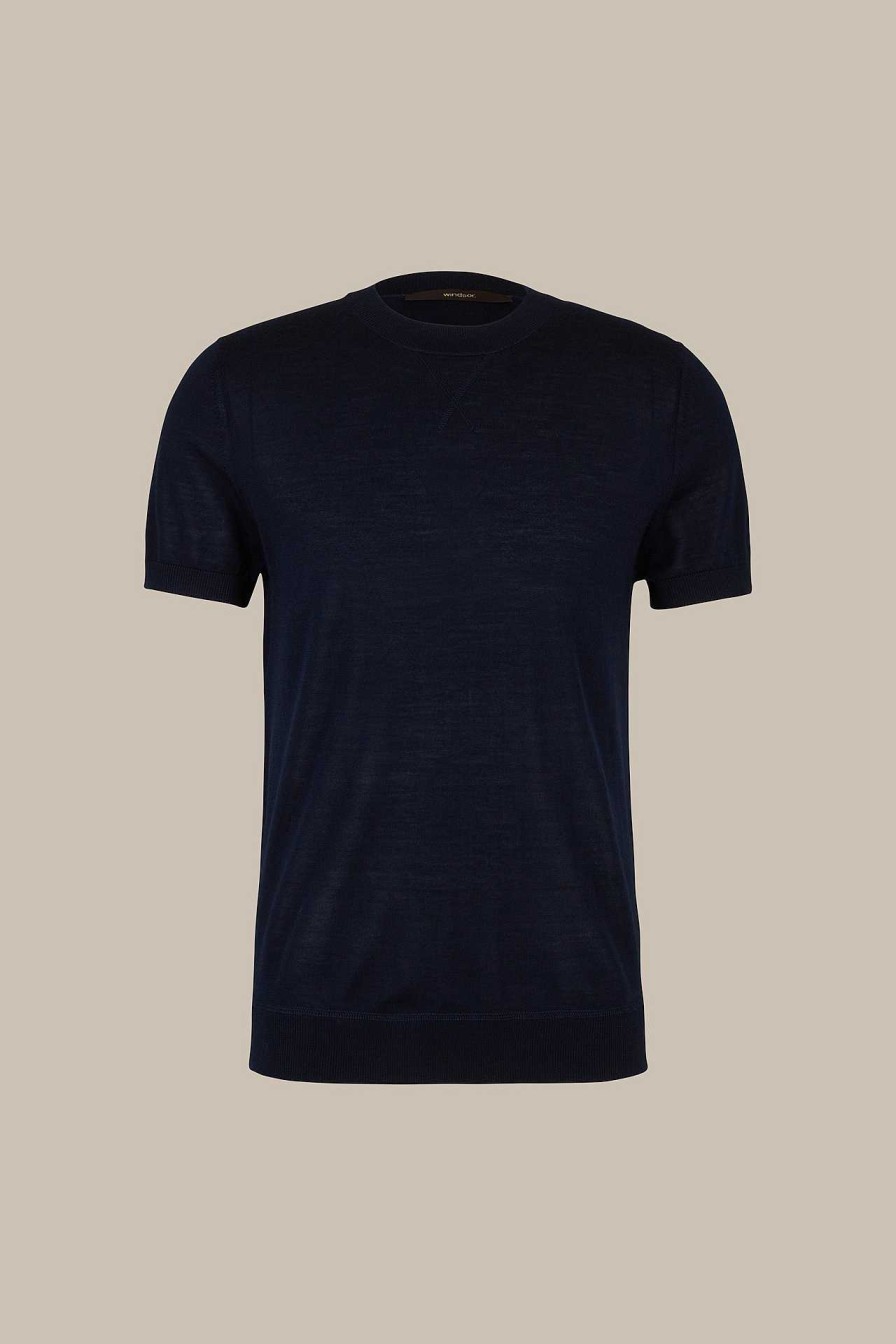 Windsor Strick-T-Shirt Nando In Navy Strick