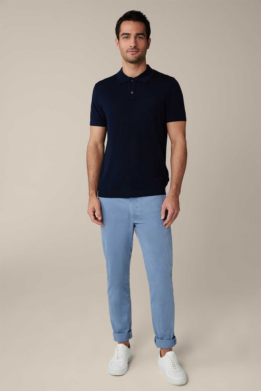 Windsor Schurwoll-Strick-Polo-Shirt Mit Seide Und Cashmere In Navy Strick