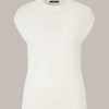 Windsor Seiden-Baumwollmix-Ripp-Strick-Top In Creme Strick