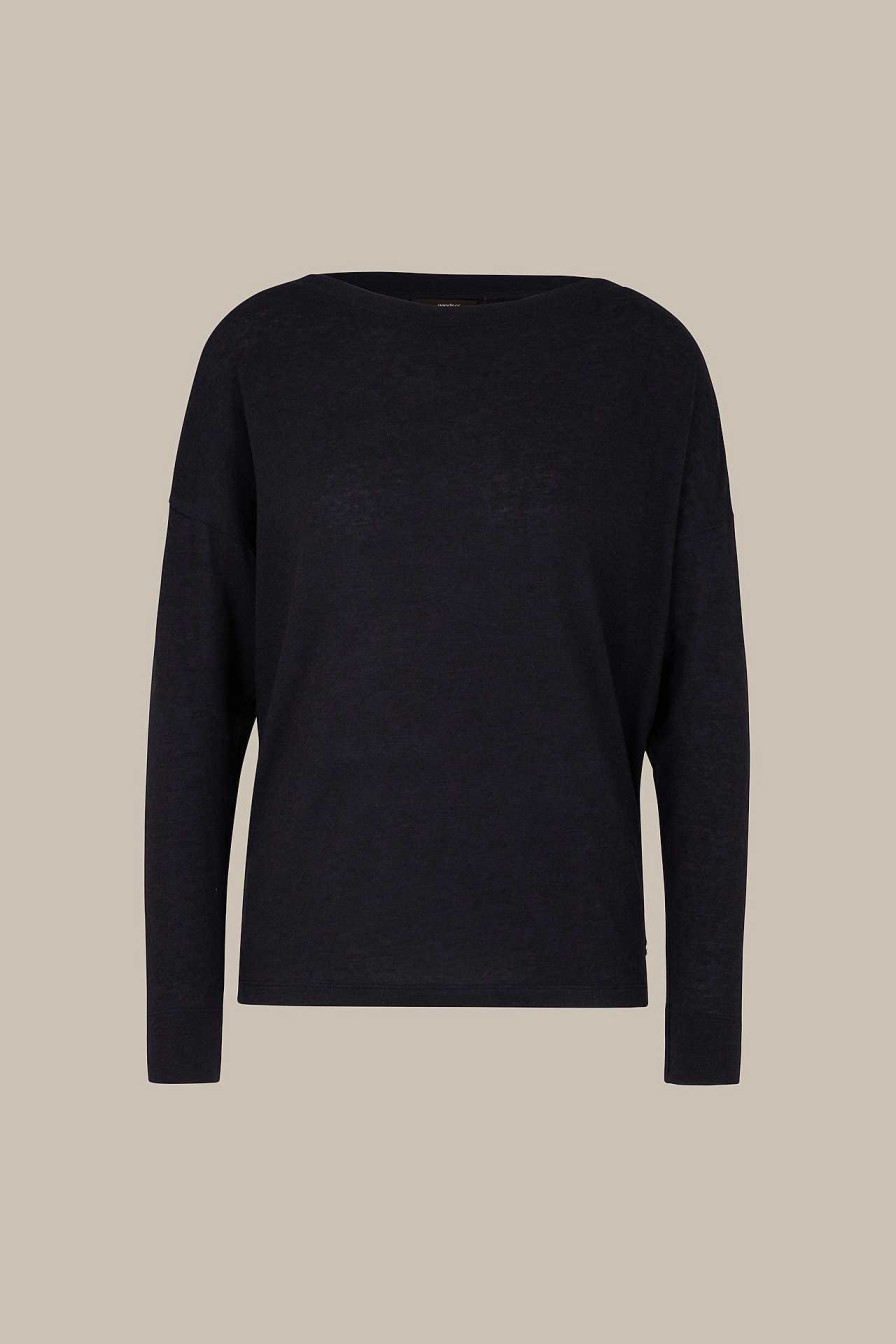 Windsor Tencel-Wollstretch-Shirt In Navy T-Shirts & Sweatshirts