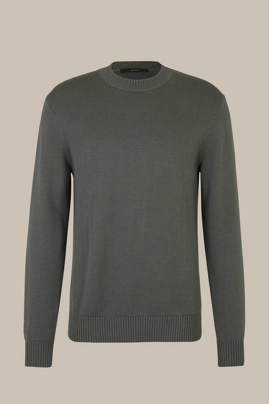 Windsor Wollmix-Strick-Pullover Nedo In Oliv Strick