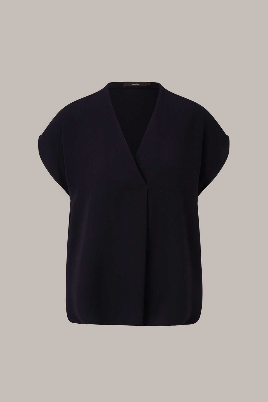 Windsor Cr Pe-Blusen-Top In Navy Blusen & Tops