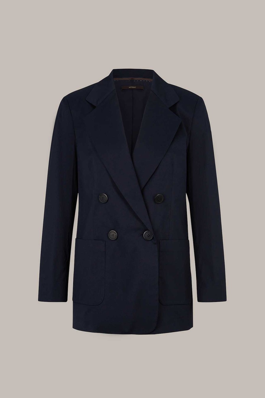 Windsor Baumwollstretch-Doppelreiher-Blazer In Navy Blazer