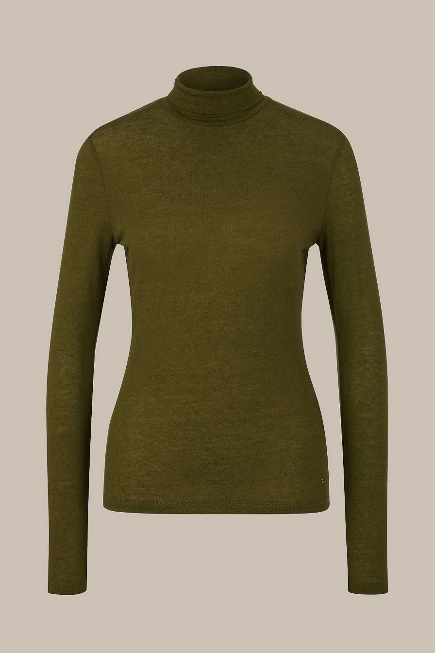 Windsor Lyocell-Wool-Rollkragen-Pullover In Oliv T-Shirts & Sweatshirts